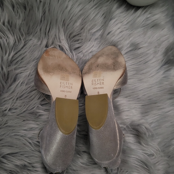 EILEEN FISHER ROPE PUMP IN PLATINUM SUEDE SIZE 8 - Picture 6 of 15